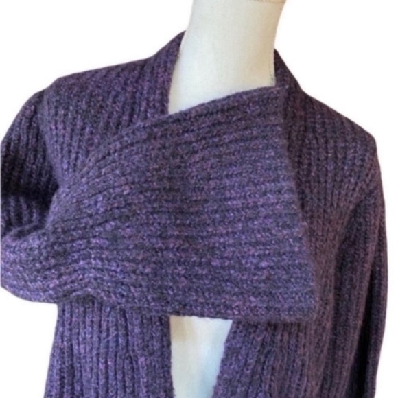 Roller Rabbit Womens Long Duster Sweater Cardigan Purple Size Medium Large Cable - Picture 4 of 4